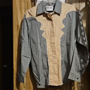 Wrangler Men's Casual Western Shirt - Gray and Tan